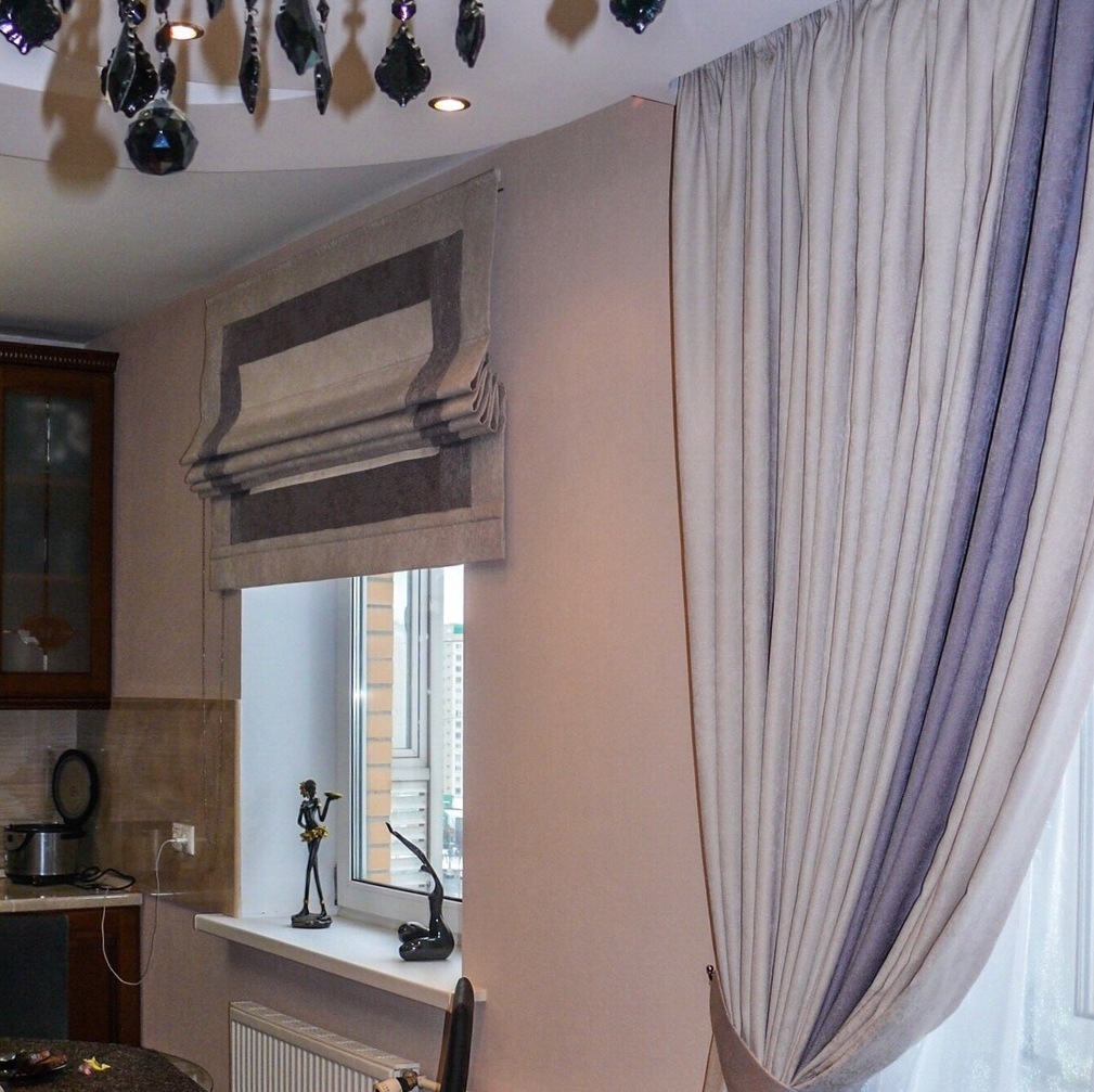 римские шторы с отделкой на заказ в москве