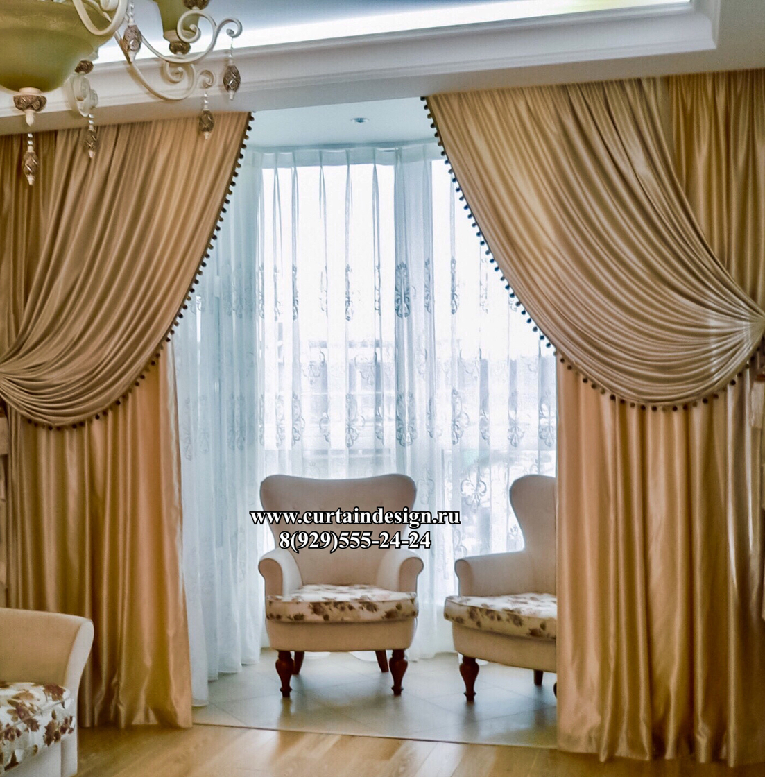 декоративные шторы в гостиную на заказ в москве