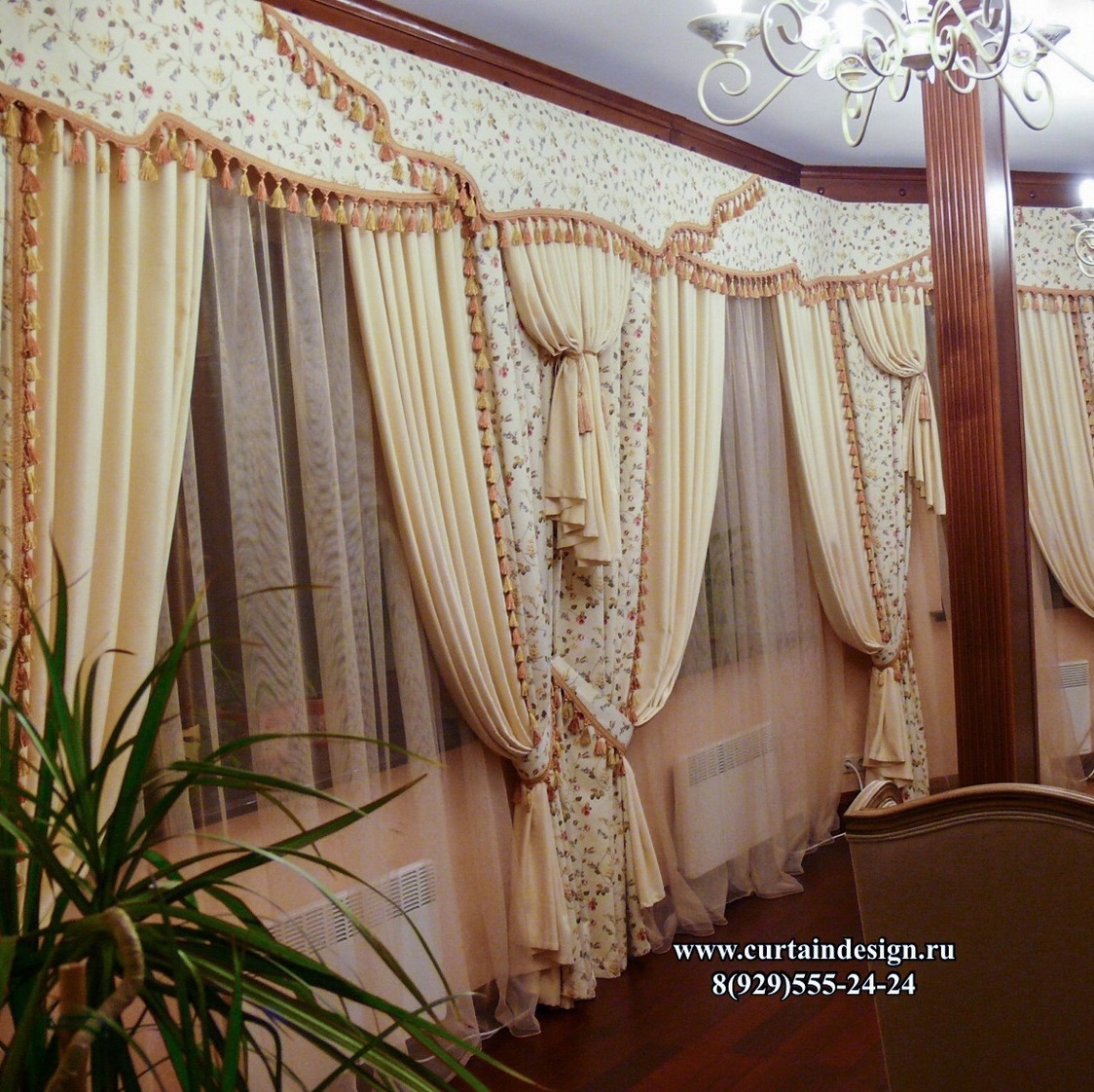 классические шторы с жестким ламбрекеном на заказ в москве